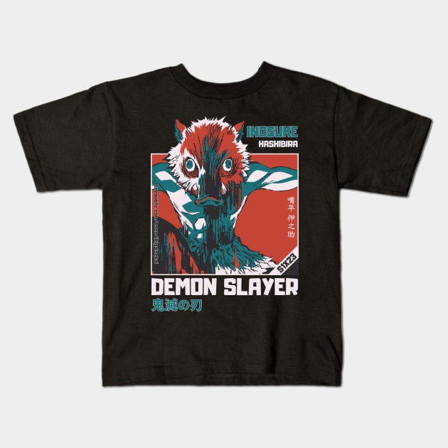 Inosuke Unleashed: A Demon Slayer Fan Art S1X23 Kids T-Shirt by IKIGAISEKAI